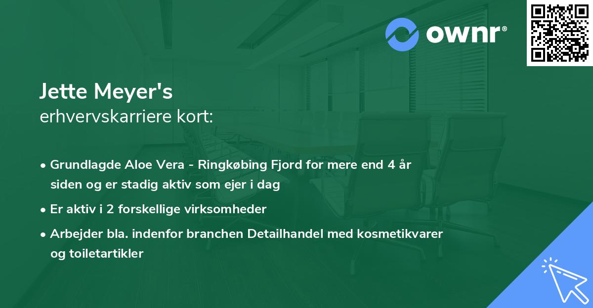 Jette Meyer's erhvervskarriere kort