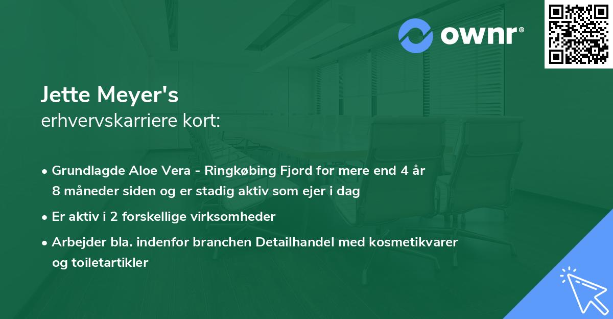 Jette Meyer's erhvervskarriere kort