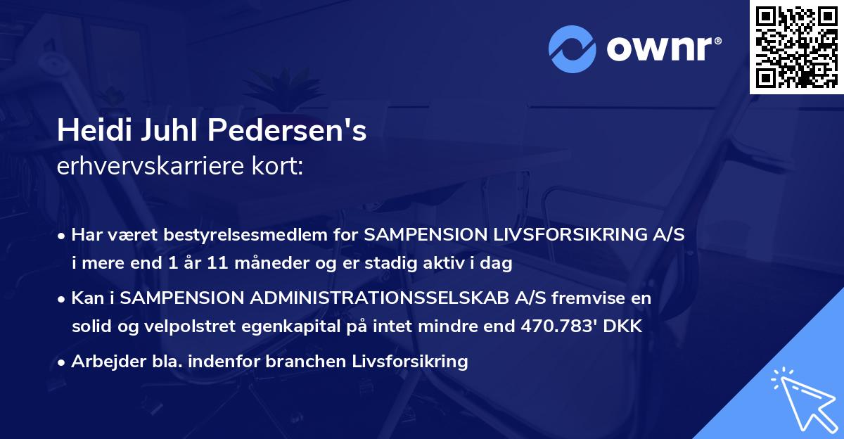 Heidi Juhl Pedersen's erhvervskarriere kort