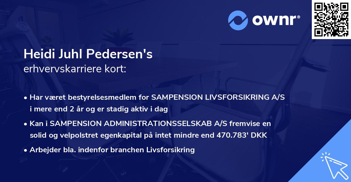 Heidi Juhl Pedersen's erhvervskarriere kort