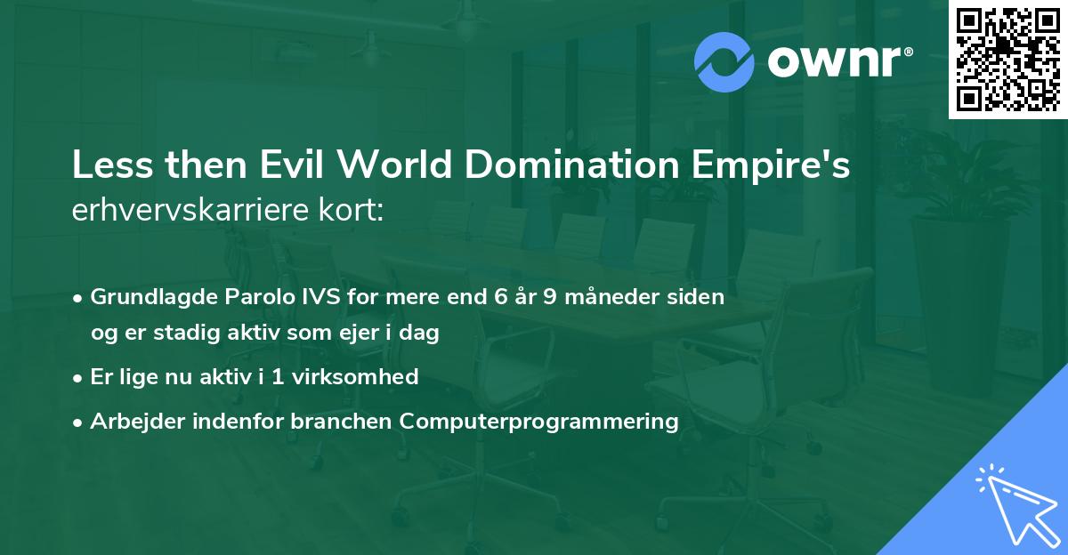 Less then Evil World Domination Empire's erhvervskarriere kort