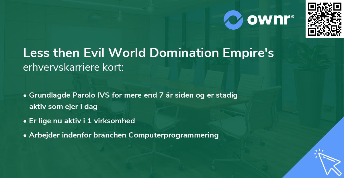 Less then Evil World Domination Empire's erhvervskarriere kort