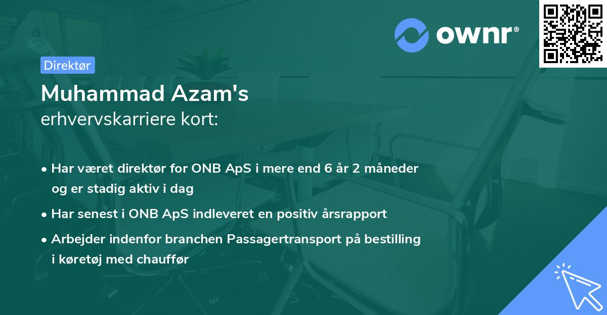 Muhammad Azam's erhvervskarriere kort