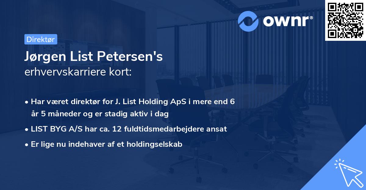 Jørgen List Petersen's erhvervskarriere kort
