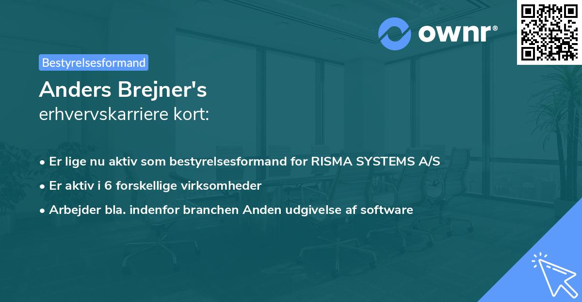 Anders Brejner's erhvervskarriere kort