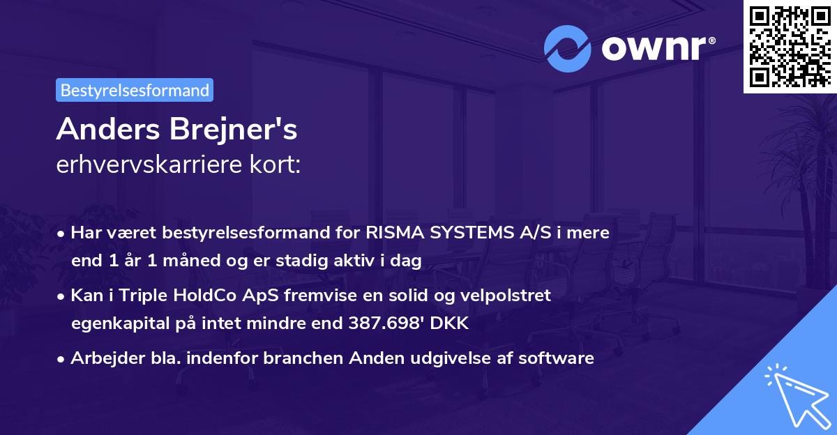 Anders Brejner's erhvervskarriere kort