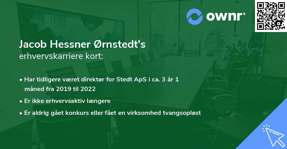 Jacob Hessner Ørnstedt's erhvervskarriere kort