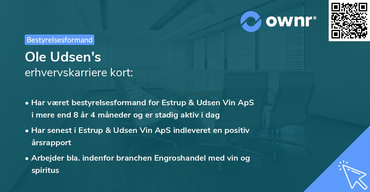 Ole Udsen's erhvervskarriere kort