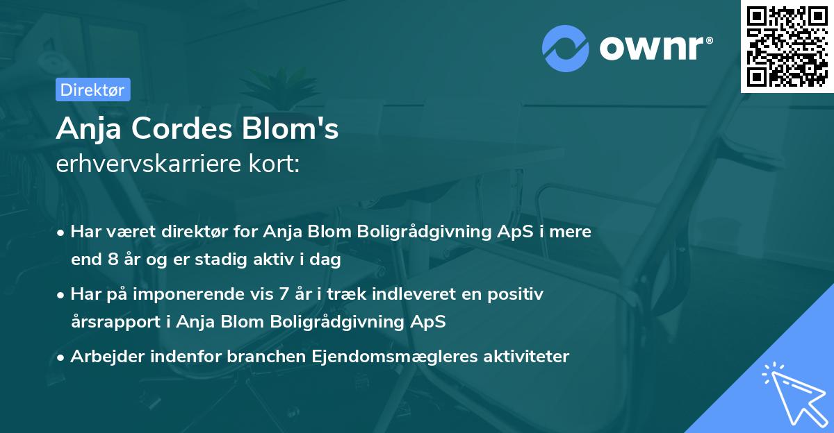 Anja Cordes Blom's erhvervskarriere kort