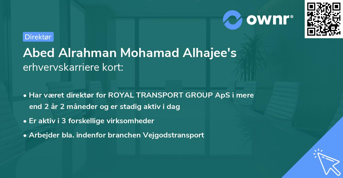 Abed Alrahman Mohamad Alhajee's erhvervskarriere kort