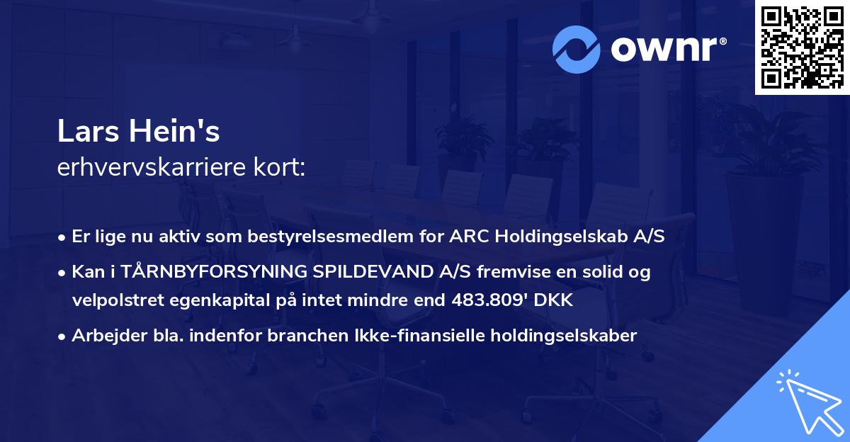 Lars Hein's erhvervskarriere kort