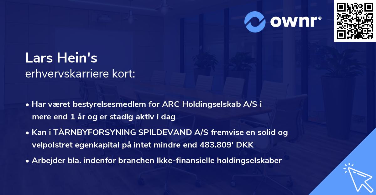 Lars Hein's erhvervskarriere kort