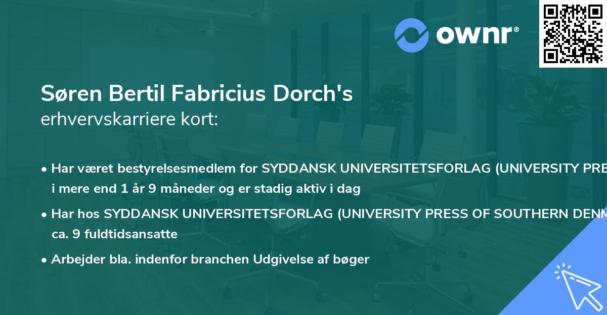 Søren Bertil Fabricius Dorch's erhvervskarriere kort