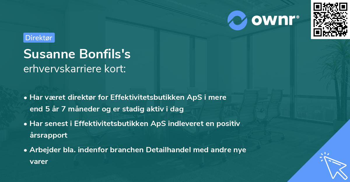 Susanne Bonfils's erhvervskarriere kort