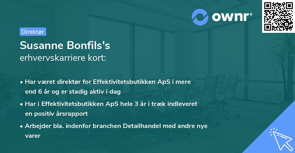 Susanne Bonfils's erhvervskarriere kort