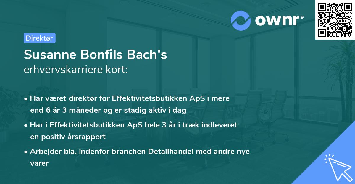 Susanne Bonfils Bach's erhvervskarriere kort