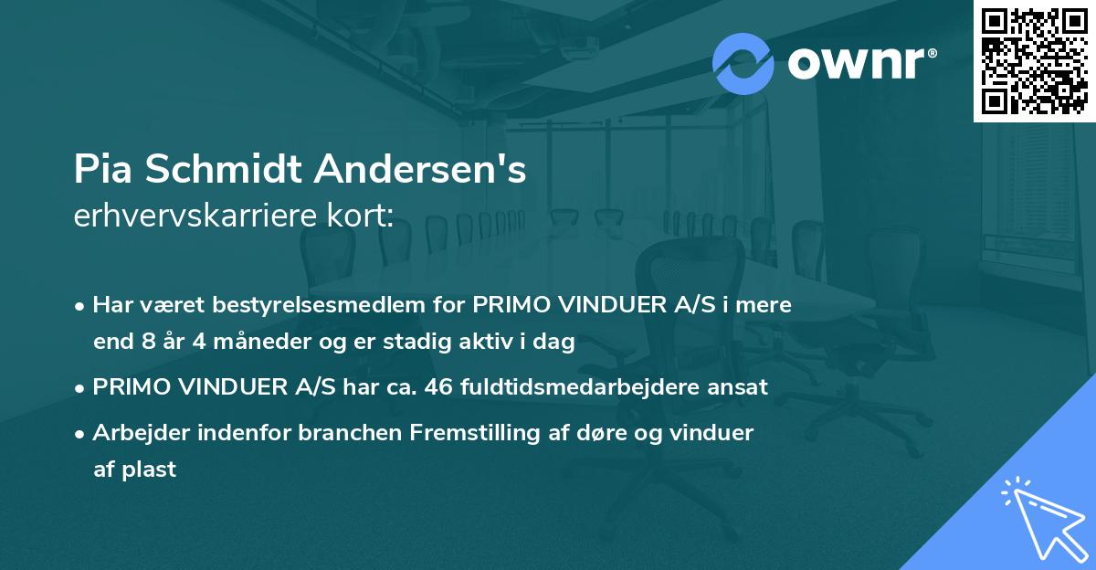 Pia Schmidt Andersen's erhvervskarriere kort