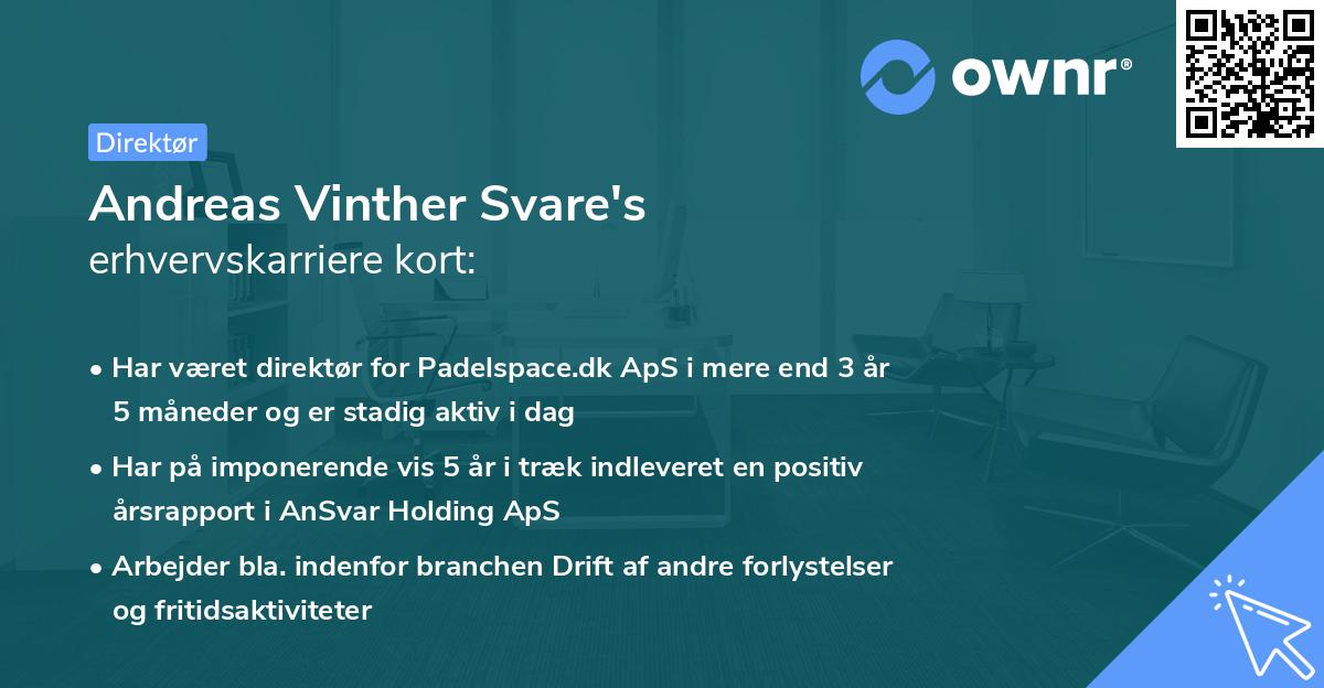 Andreas Vinther Svare's erhvervskarriere kort