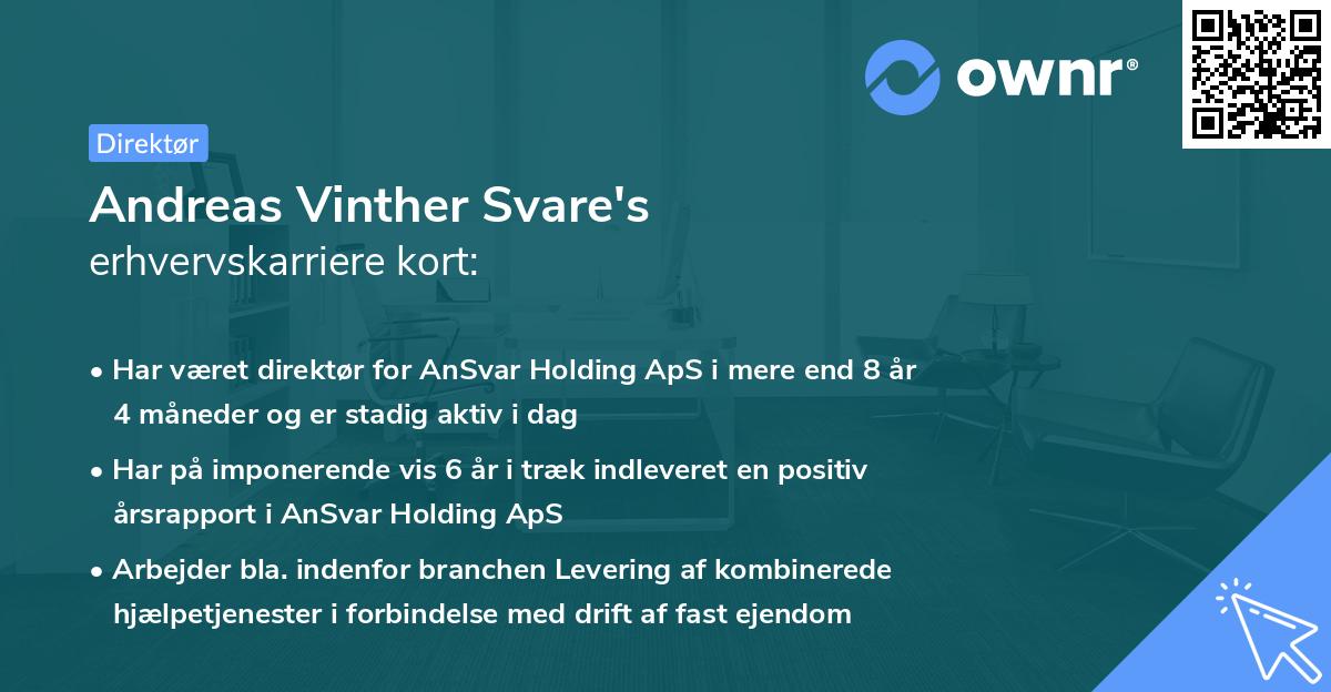 Andreas Vinther Svare's erhvervskarriere kort