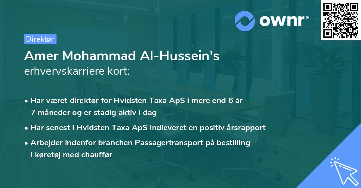 Amer Mohammad Al-Hussein's erhvervskarriere kort