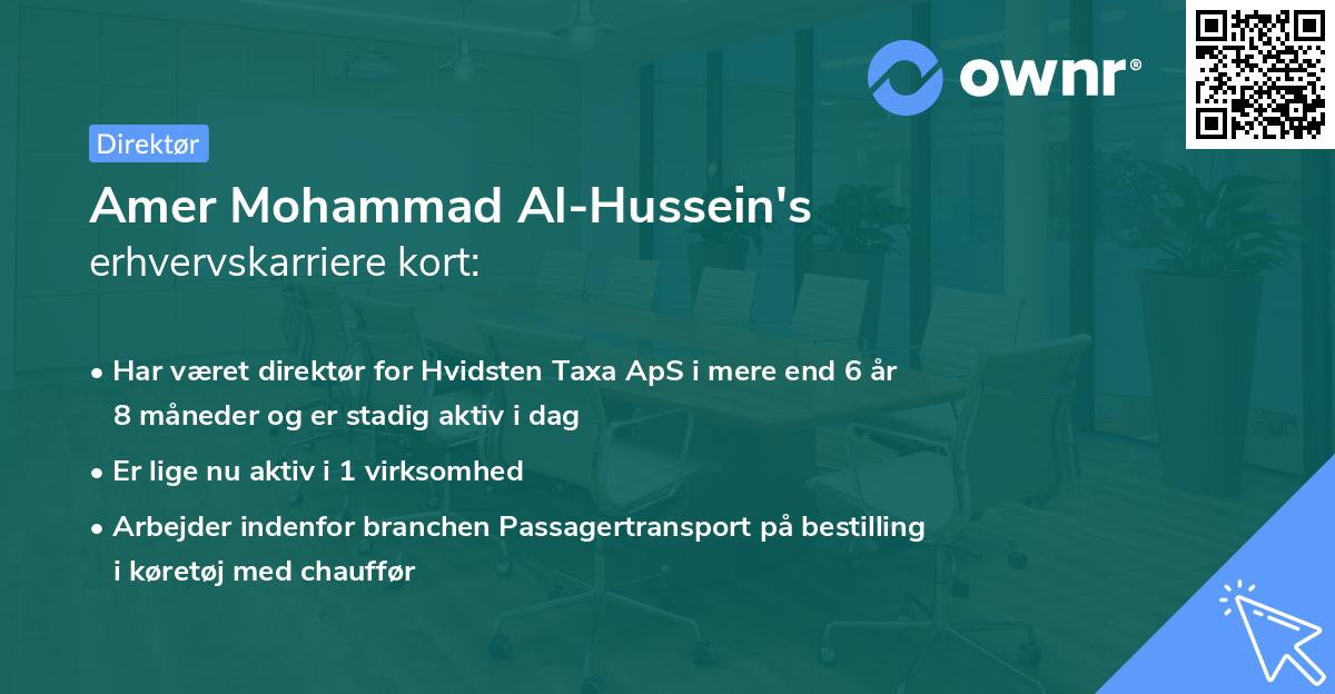 Amer Mohammad Al-Hussein's erhvervskarriere kort