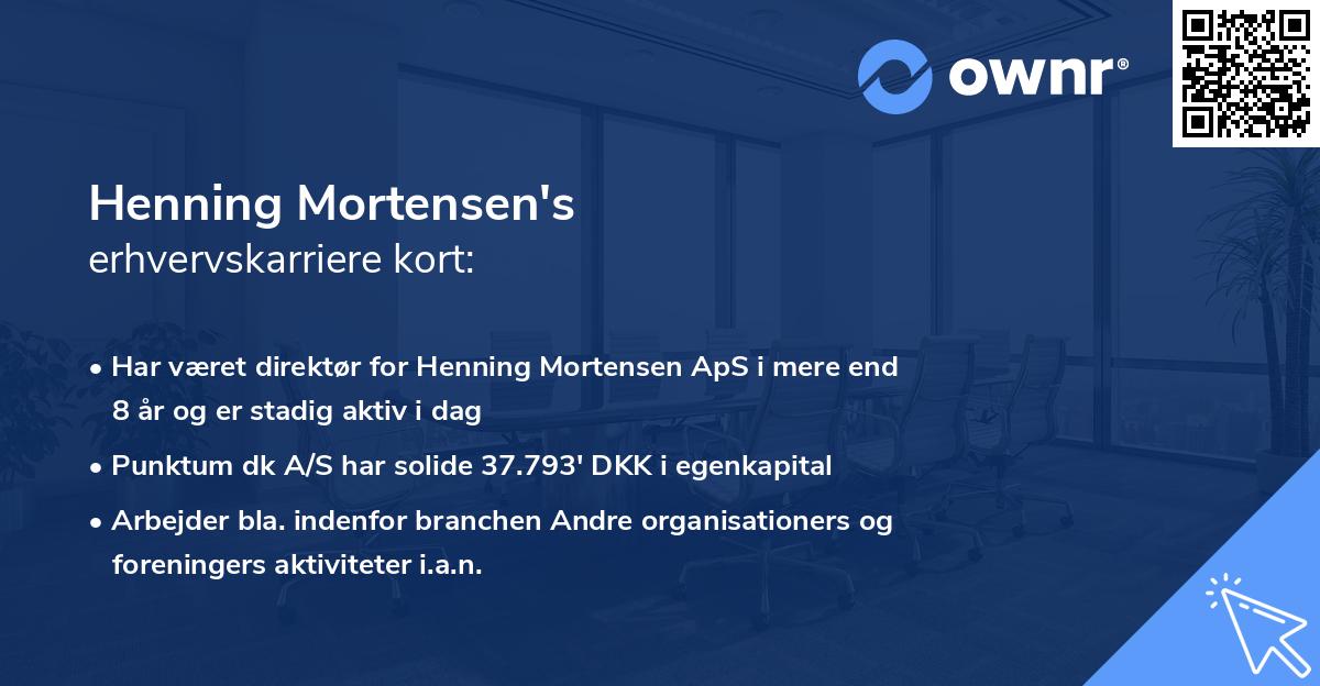 Henning Mortensen's erhvervskarriere kort