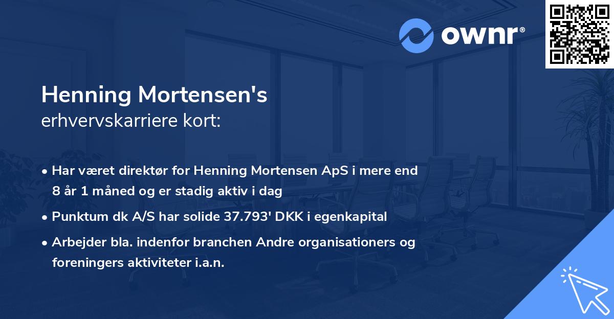 Henning Mortensen's erhvervskarriere kort