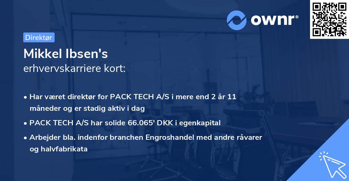 Mikkel Ibsen's erhvervskarriere kort