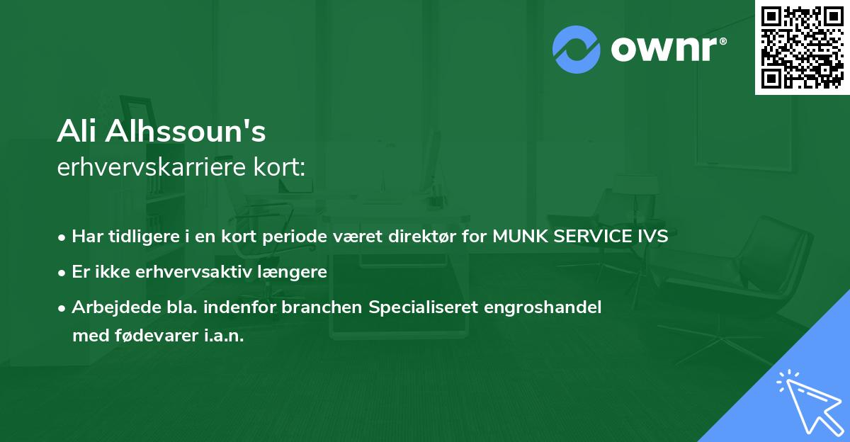 Ali Alhssoun's erhvervskarriere kort