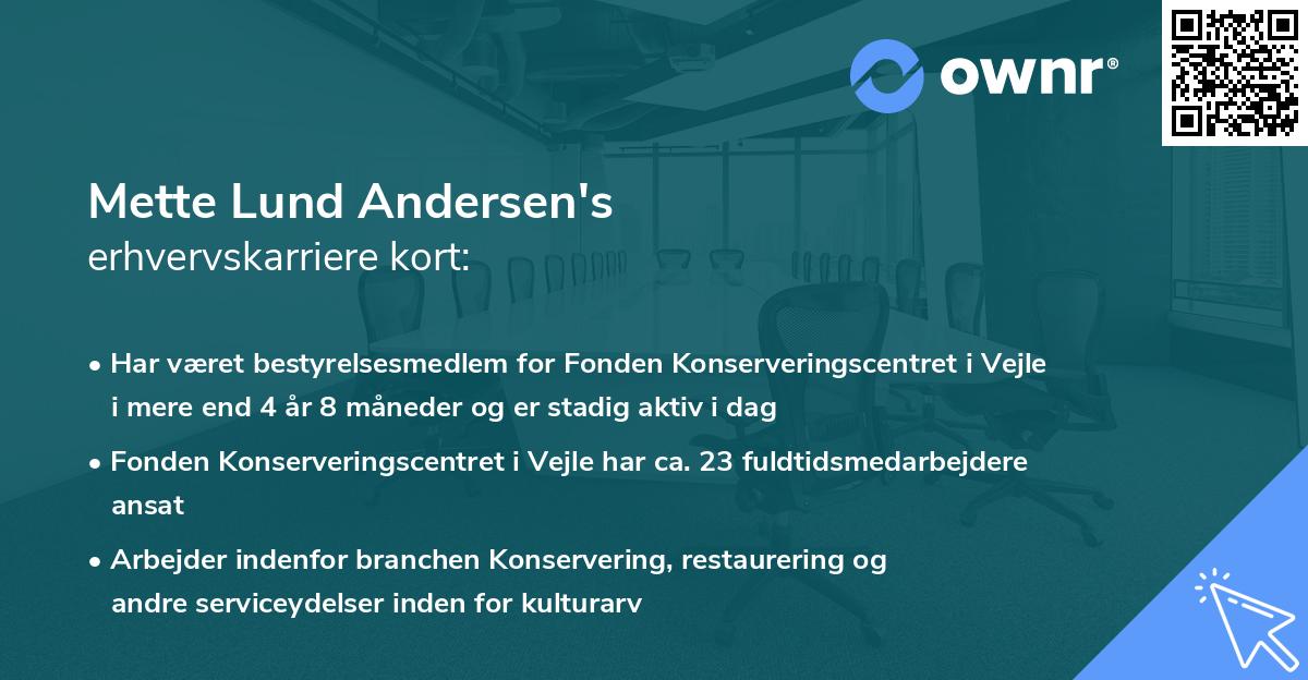 Mette Lund Andersen's erhvervskarriere kort