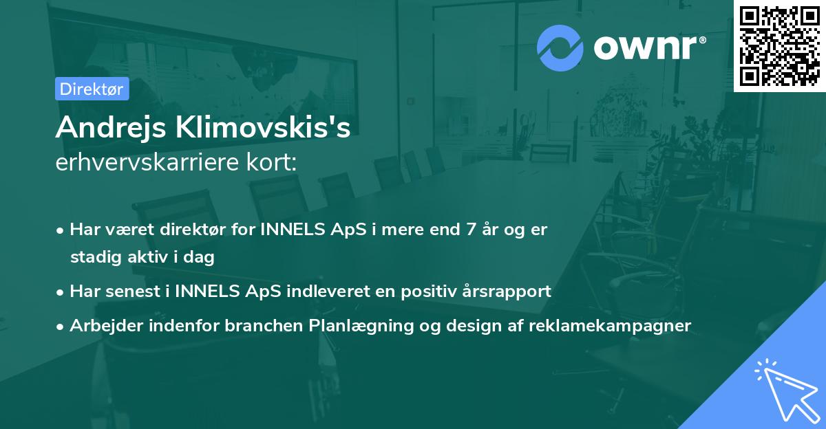 Andrejs Klimovskis's erhvervskarriere kort