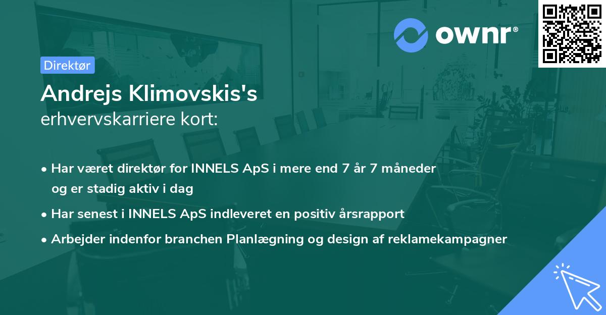 Andrejs Klimovskis's erhvervskarriere kort