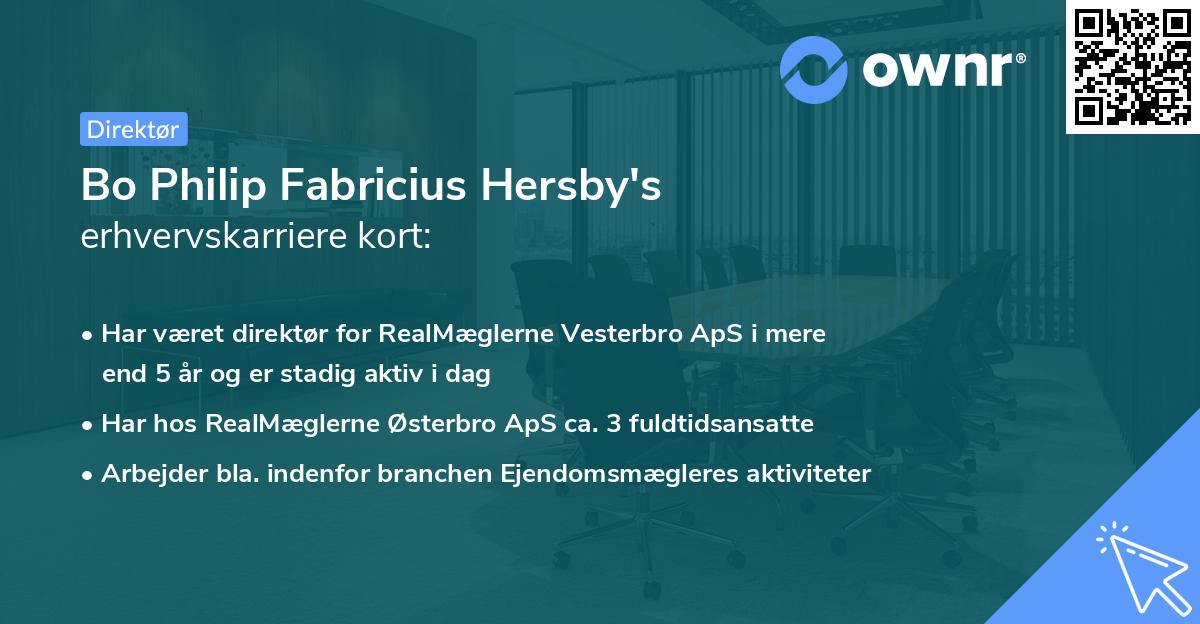 Bo Philip Fabricius Hersby's erhvervskarriere kort