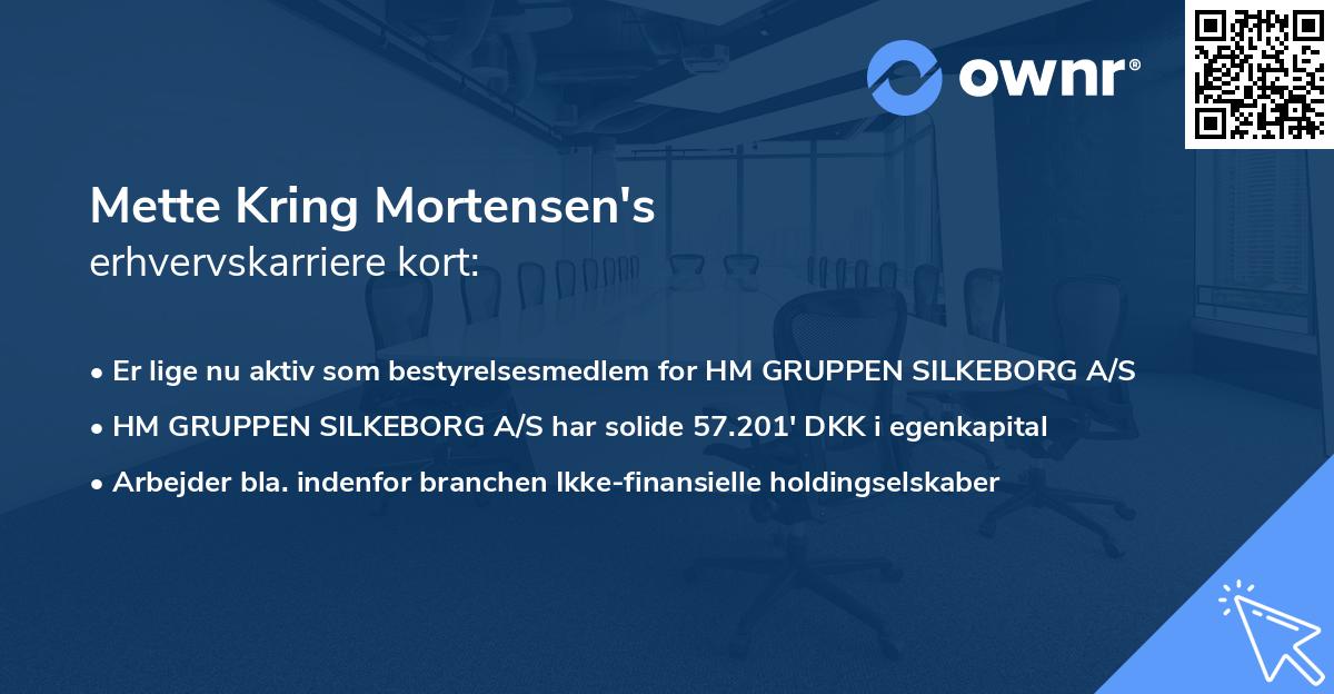 Mette Kring Mortensen's erhvervskarriere kort