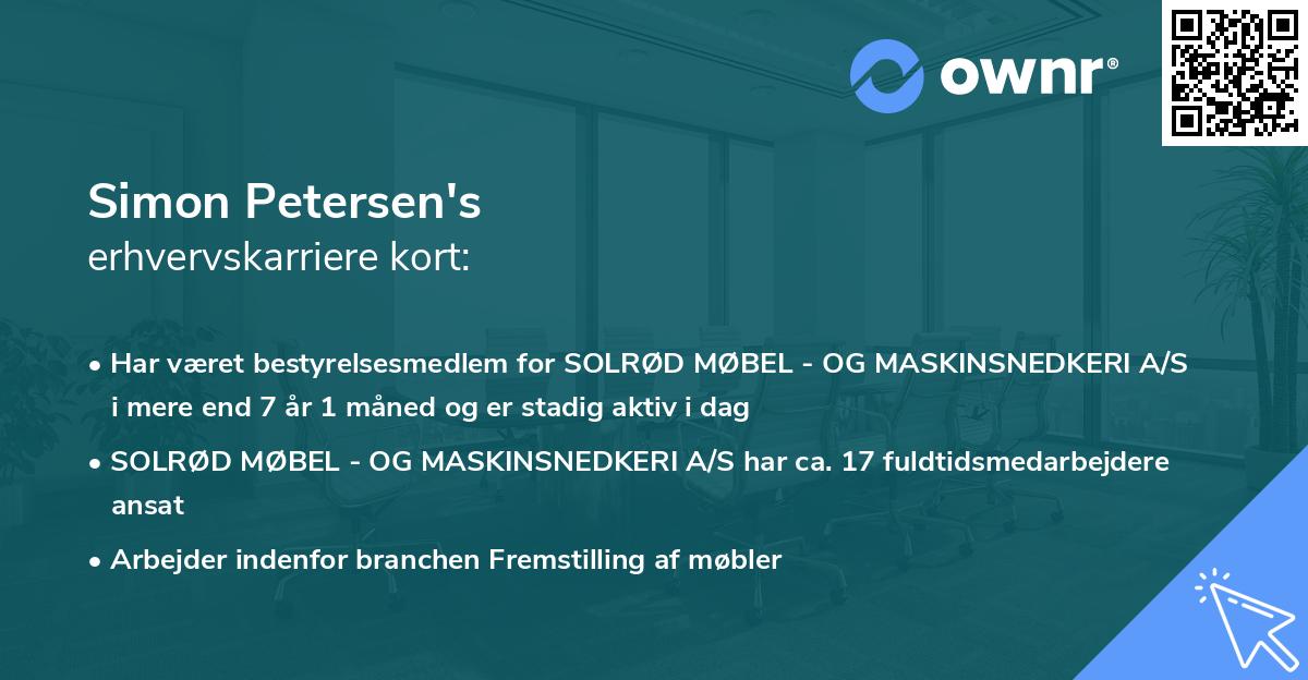 Simon Petersen's erhvervskarriere kort