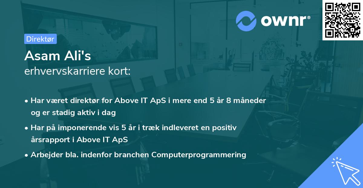 Asam Ali's erhvervskarriere kort