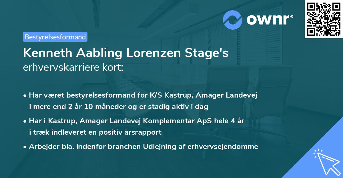Kenneth Aabling Lorenzen Stage's erhvervskarriere kort