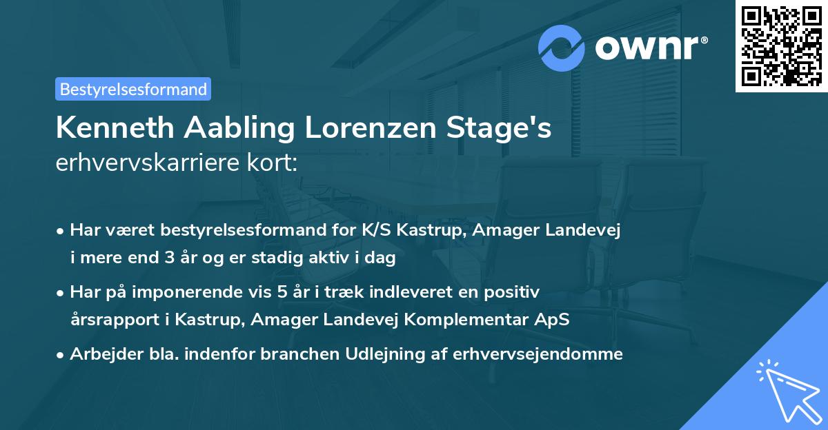 Kenneth Aabling Lorenzen Stage's erhvervskarriere kort