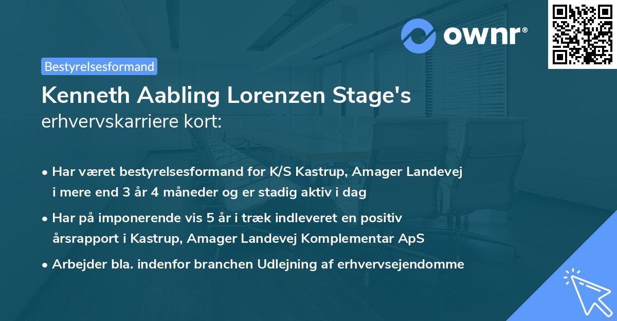 Kenneth Aabling Lorenzen Stage's erhvervskarriere kort
