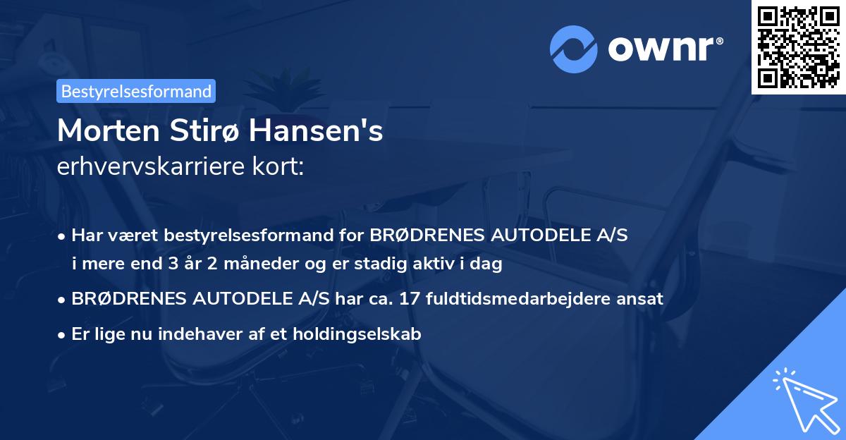 Morten Stirø Hansen's erhvervskarriere kort