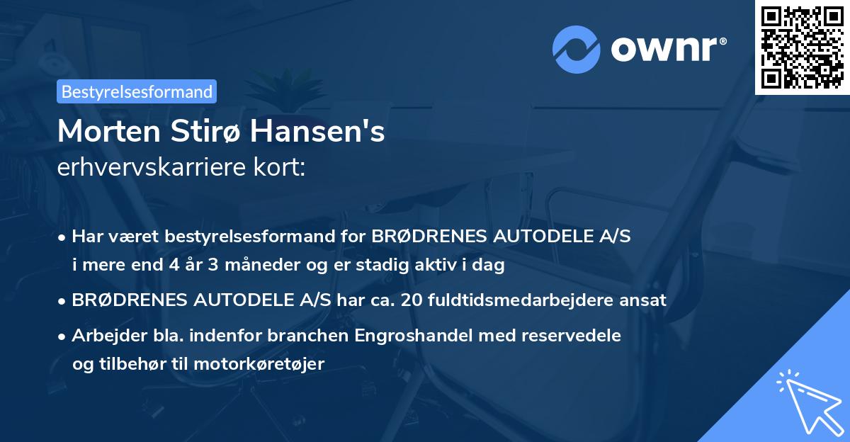 Morten Stirø Hansen's erhvervskarriere kort