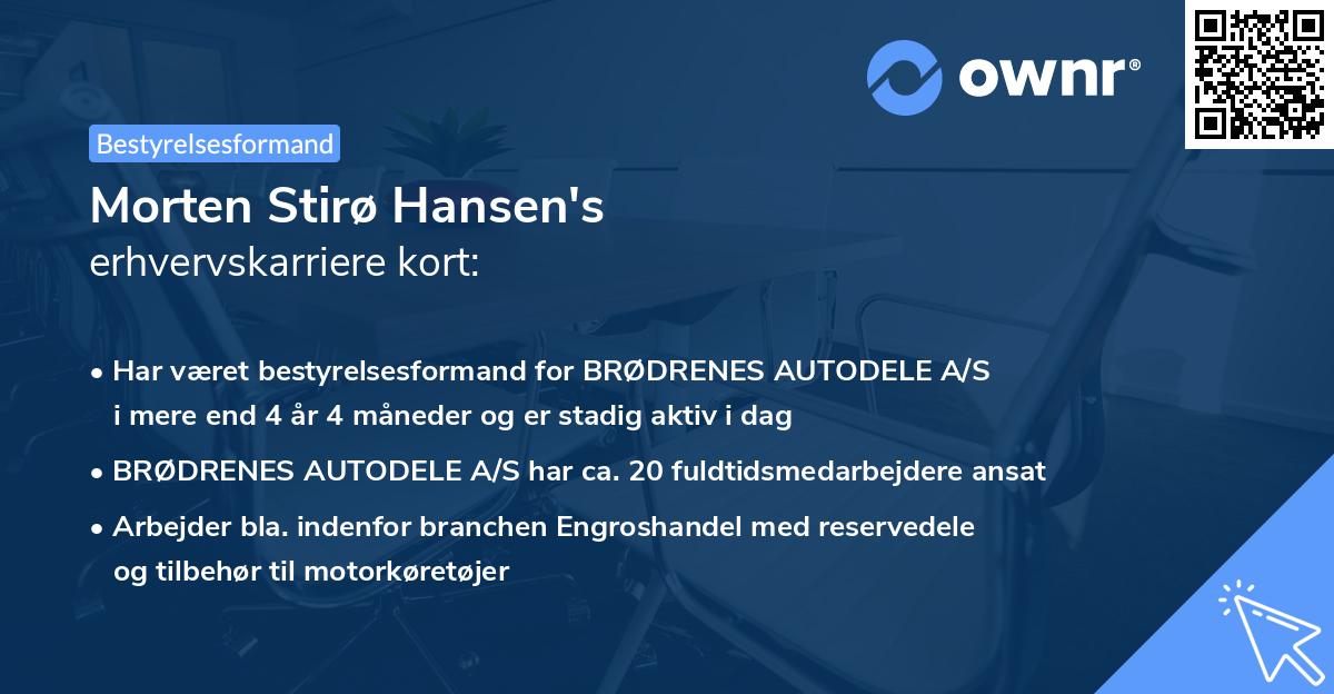Morten Stirø Hansen's erhvervskarriere kort