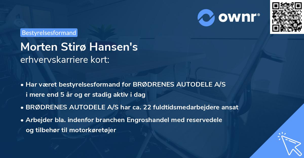 Morten Stirø Hansen's erhvervskarriere kort