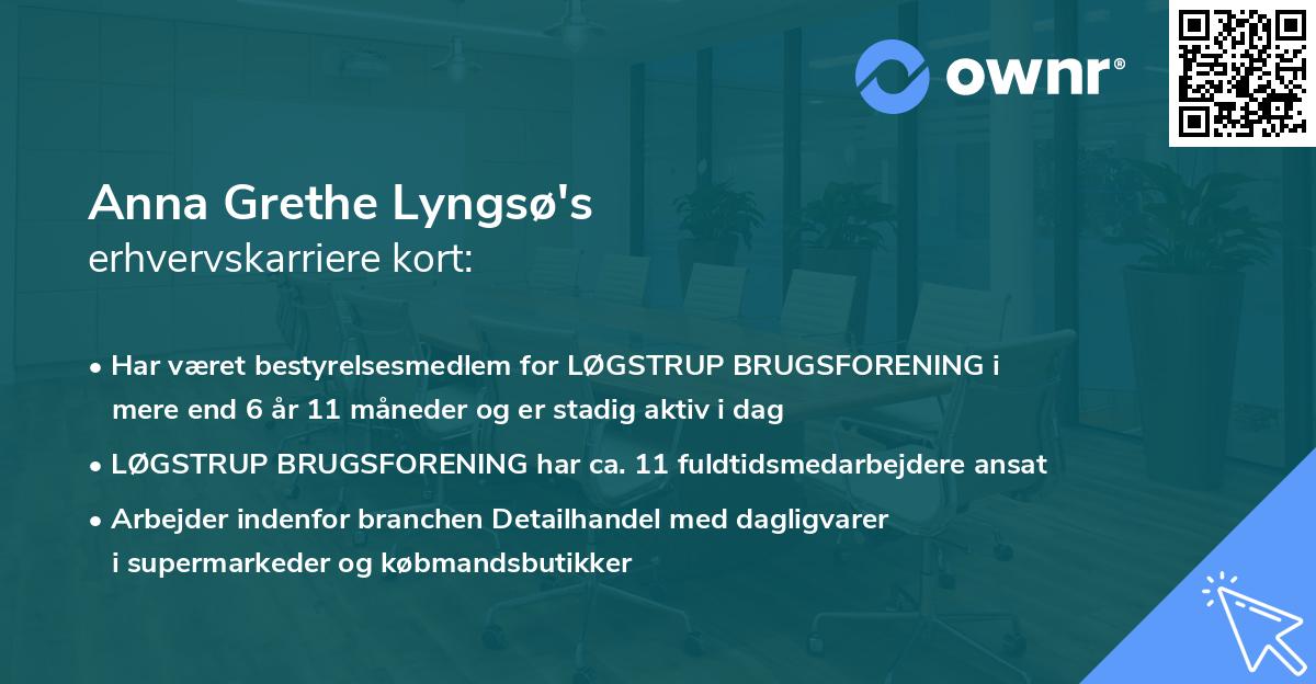 Anna Grethe Lyngsø's erhvervskarriere kort