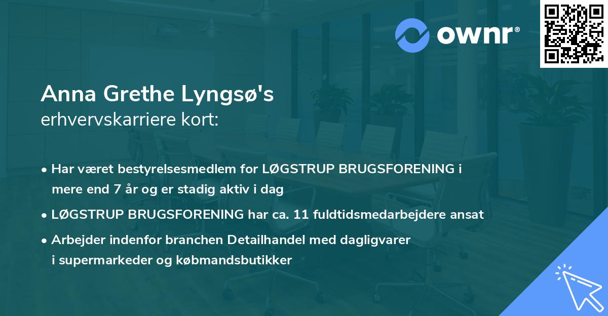 Anna Grethe Lyngsø's erhvervskarriere kort