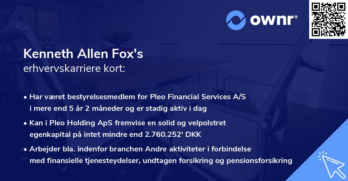 Kenneth Allen Fox's erhvervskarriere kort