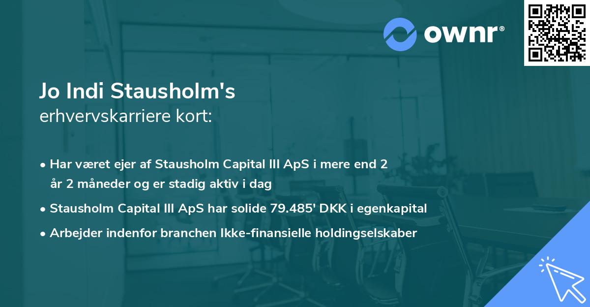 Jo Indi Stausholm's erhvervskarriere kort