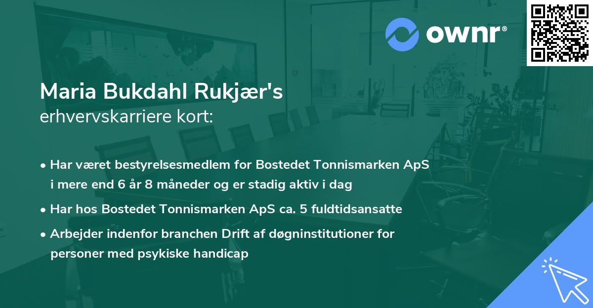 Maria Bukdahl Rukjær's erhvervskarriere kort