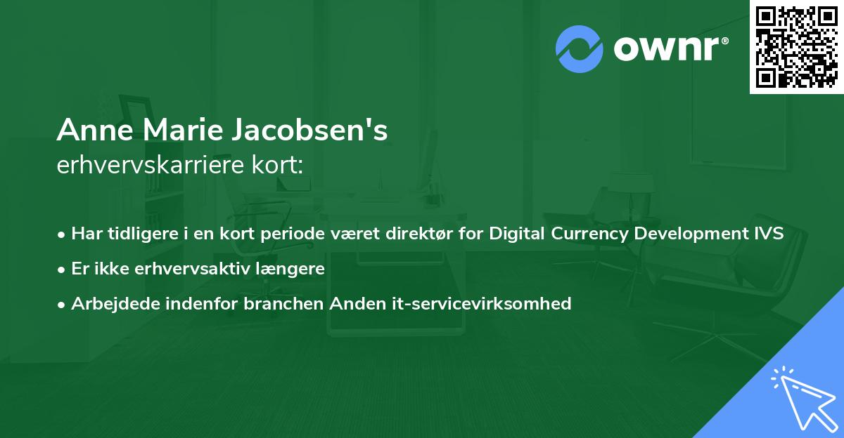 Anne Marie Jacobsen's erhvervskarriere kort