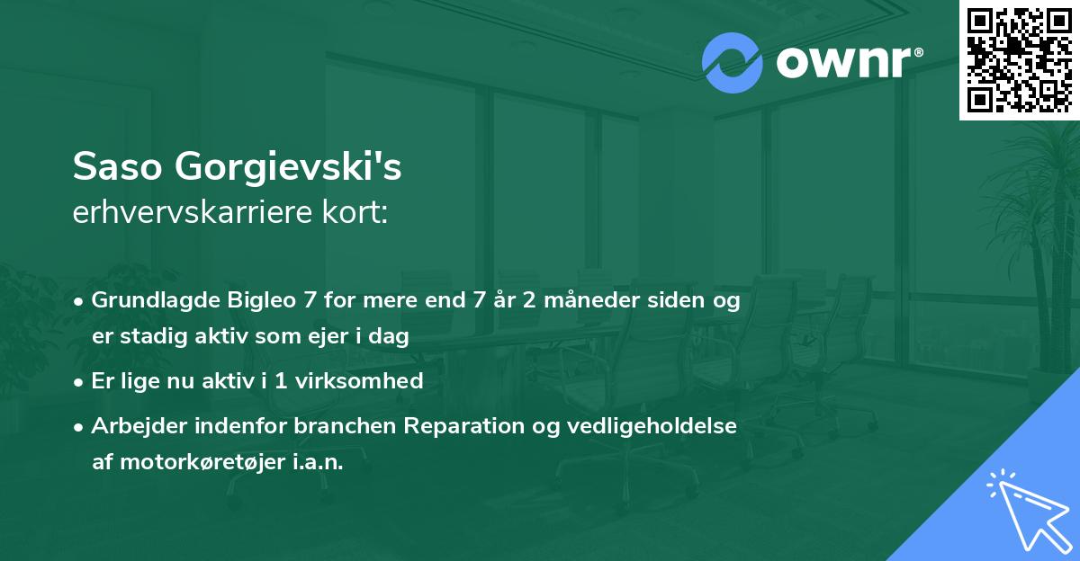 Saso Gorgievski's erhvervskarriere kort